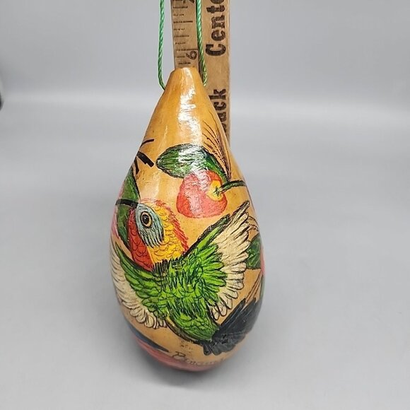 Vintage Panamian Brightly Hand Painted Gourd Folk Art Ornament 5.5" - Picture 4 of 4